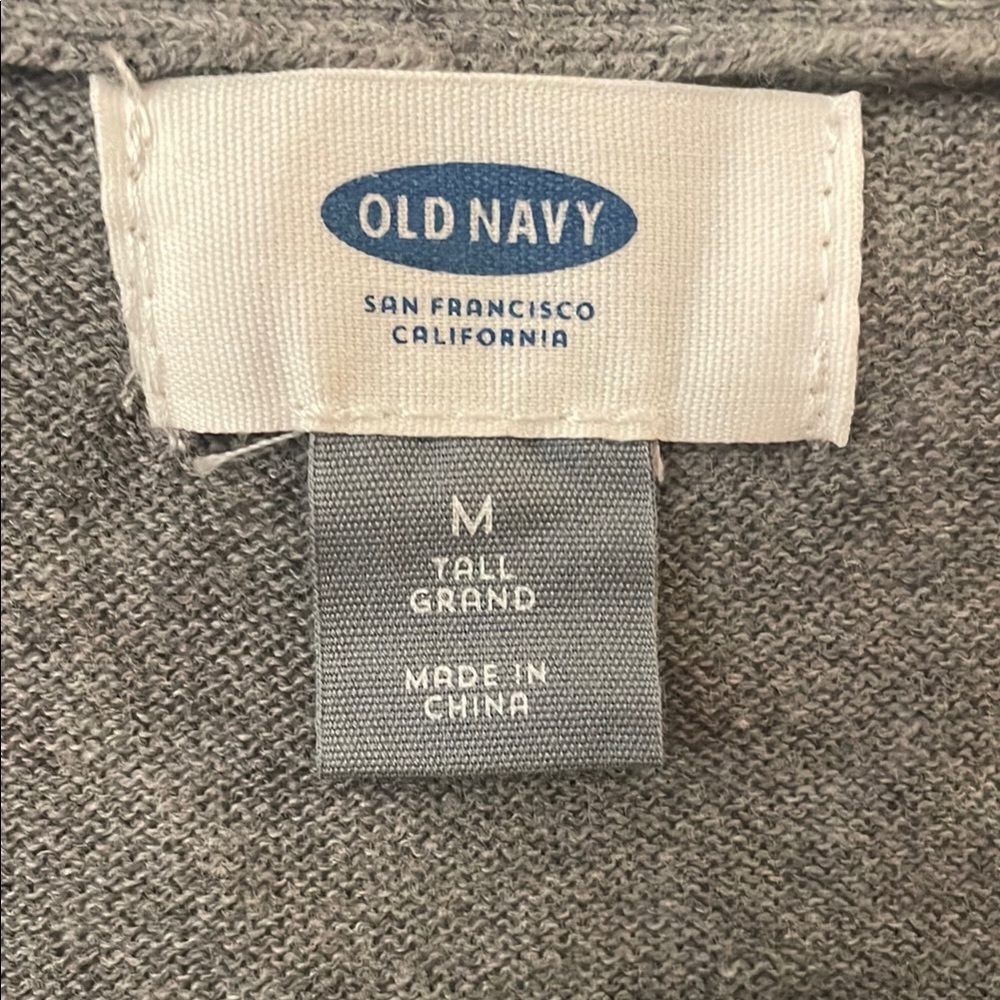 Old Navy Gray Cardigan Sweater V-Neck Knit EUC medium TALL - Picture 2 of 10